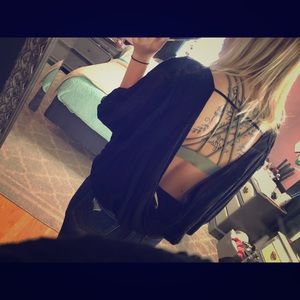 Black cropped open back top